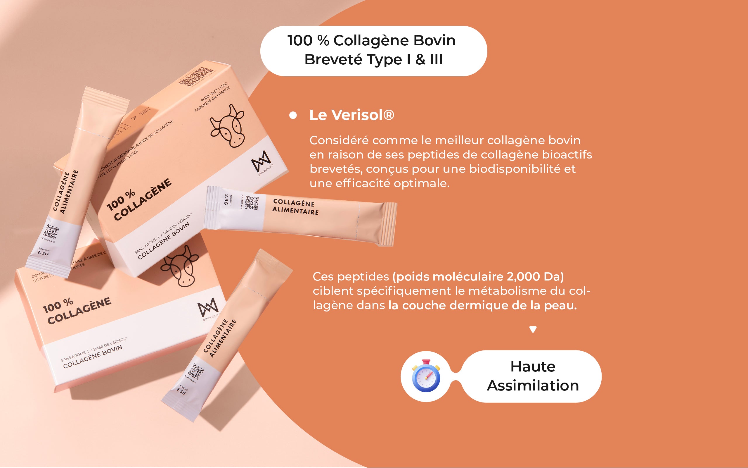 100 % Collagène Bovin - Format Pratique
