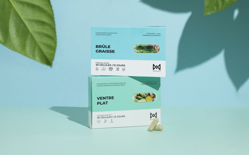 Pack Minceur Miniweight : la boîte Brûle Graisse et la boîte Ventre Plat côte à côte