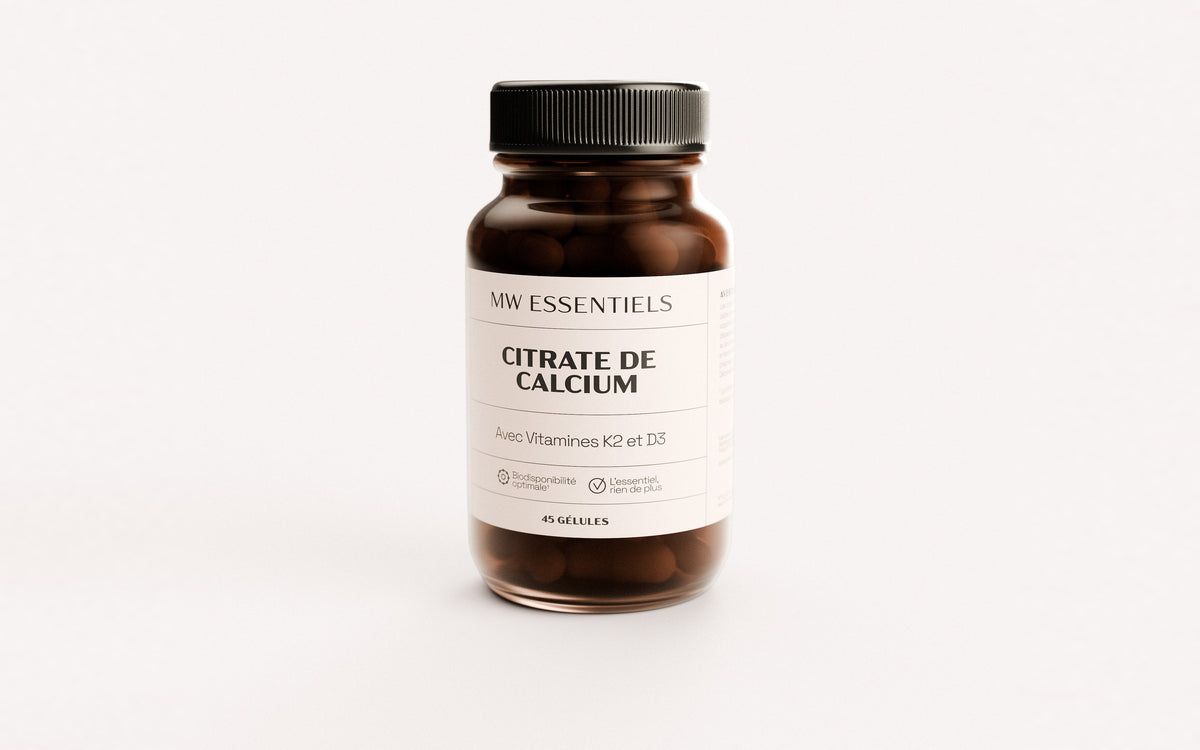 Pot de Citrate de Calcium avec vitamines K2 et D3 MW Essentiels, 45 gélules